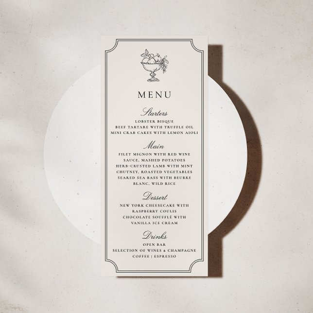 Convites Modern Ivory Double Frame Elegant Wedding Menu (Criador carregado)