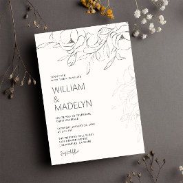 Convites Modern Ivory Magnolia Floral Wedding