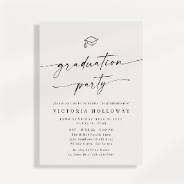 Convites Modern Ivory Non Photo Graduation Party Invitation
