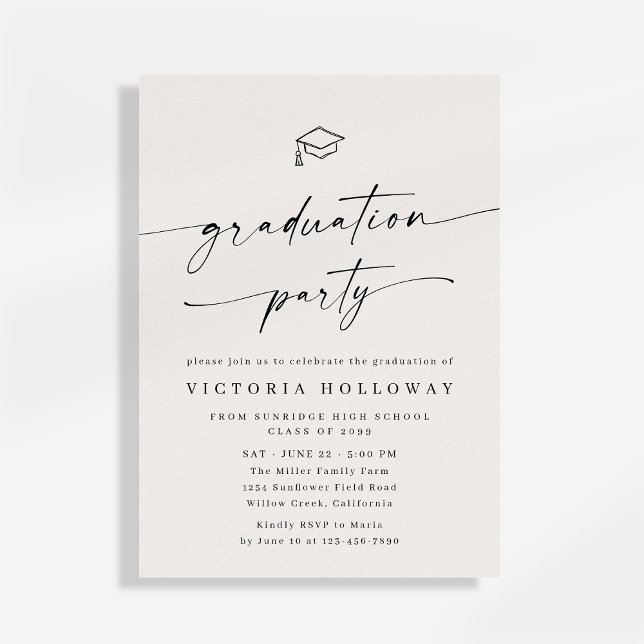 Convites Modern Ivory Non Photo Graduation Party Invitation (Criador carregado)