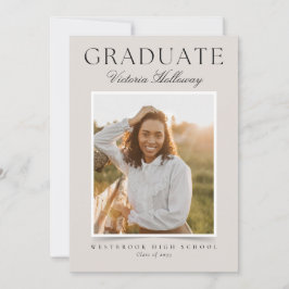 Convites Modern Ivory One Photo Graduation Announcement