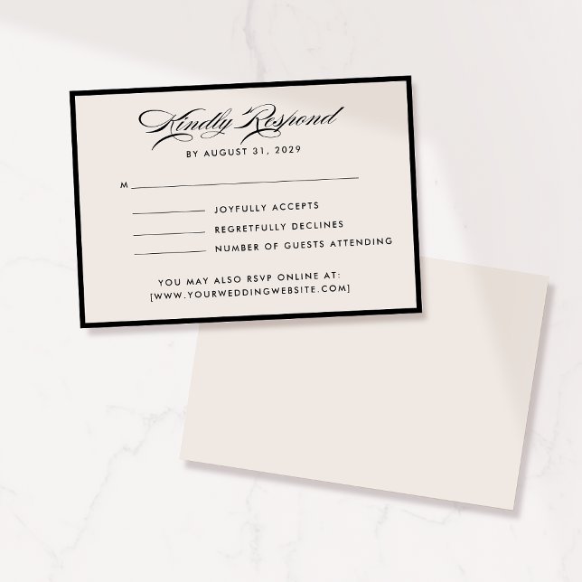 Convites Modern Ivory Script RSVP Card (Criador carregado)