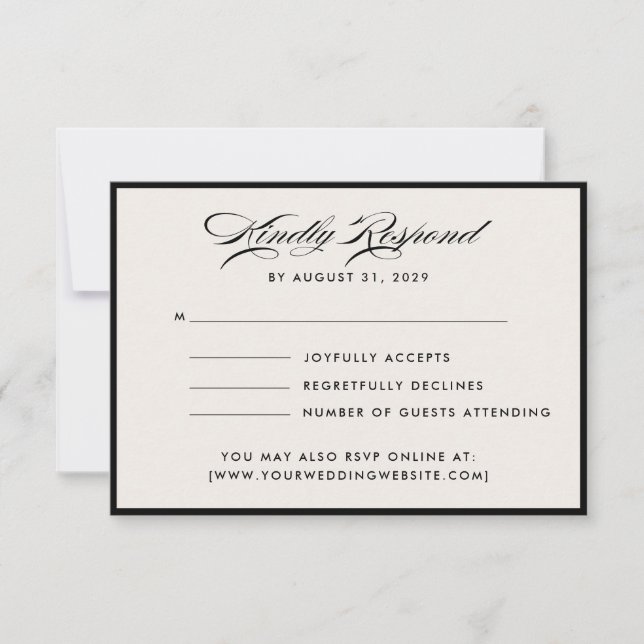 Convites Modern Ivory Script RSVP Card (Frente)