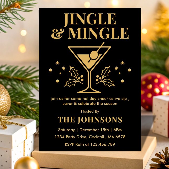 Convites Modern Jingle & Mingle Christmas Cocktail Party (Criador carregado)
