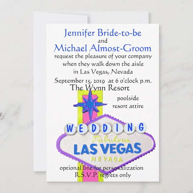 Convites Modern Las Vegas Wedding (Frente)