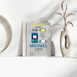 Convites Modern level 10 Video Game Birthday Party 