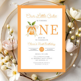 Convites Modern Little Cutie Orange Citrus 1st Birthday