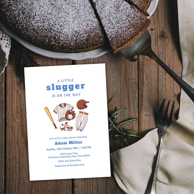 Convites Modern Little Slugger Baseball Sport Baby Shower (Modern Little Slugger Baseball Sport Baby Shower Invitation)
