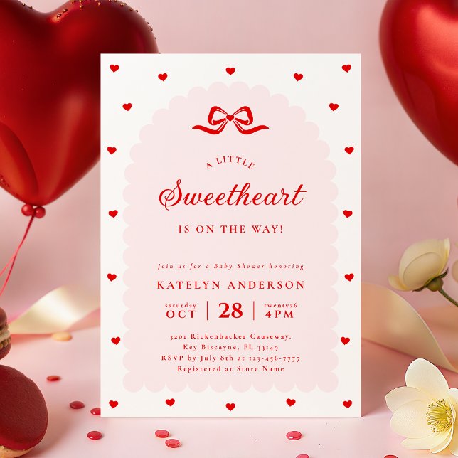 Convites Modern Little Sweetheart Baby Shower Invitation (Criador carregado)