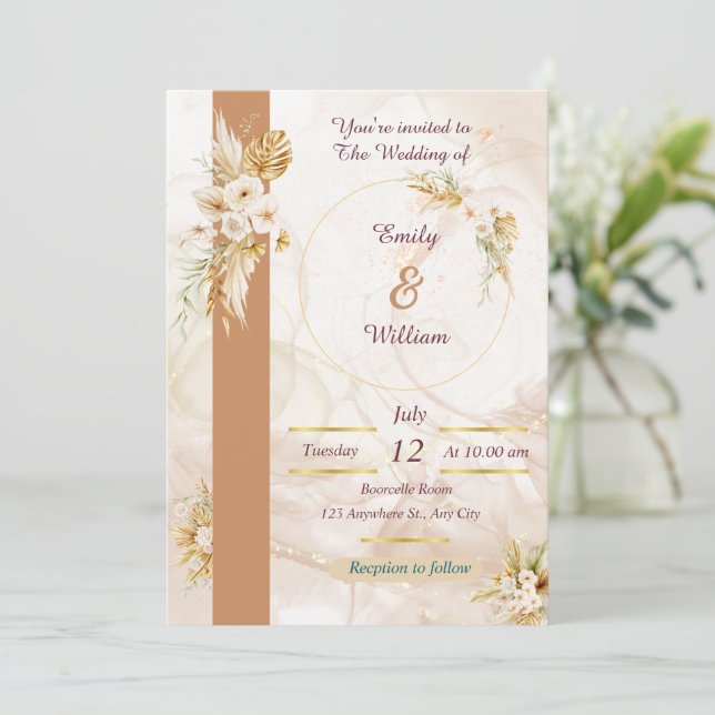 Convites Modern Luxe Wedding Invitation (Em pé/Frente)