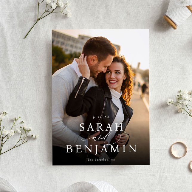 Convites Modern M Photo Vertical Chic Salvar Data 2 (Criador carregado)