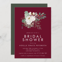 Modern Marsala Winter Floral Buquê Chá de panela