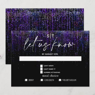 Convites Modern Meal Choice RSVP Edgy Purple Glitter