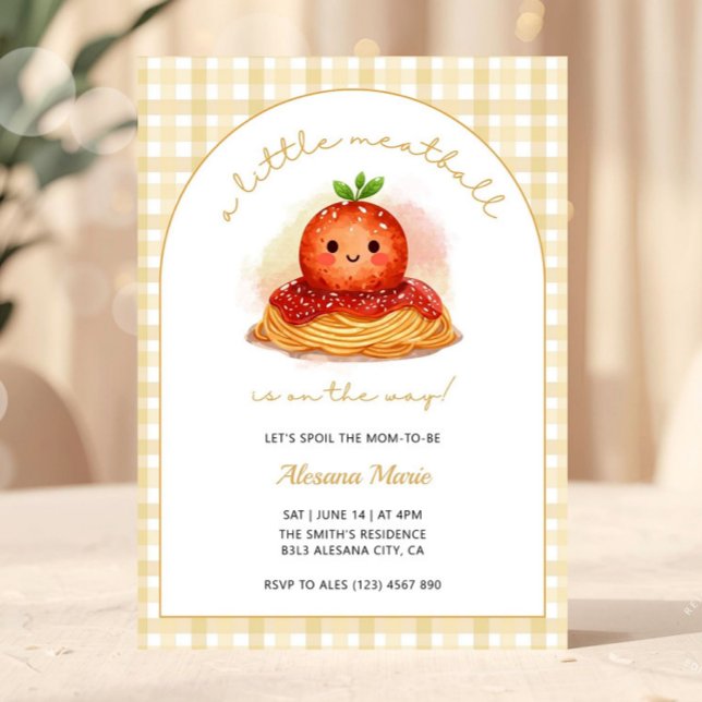 Convites Modern Meatball Italian Baby Shower Invitation  (little meatball baby shower, italian baby shower invitation, pasta baby shower invite, spaghetti bab)