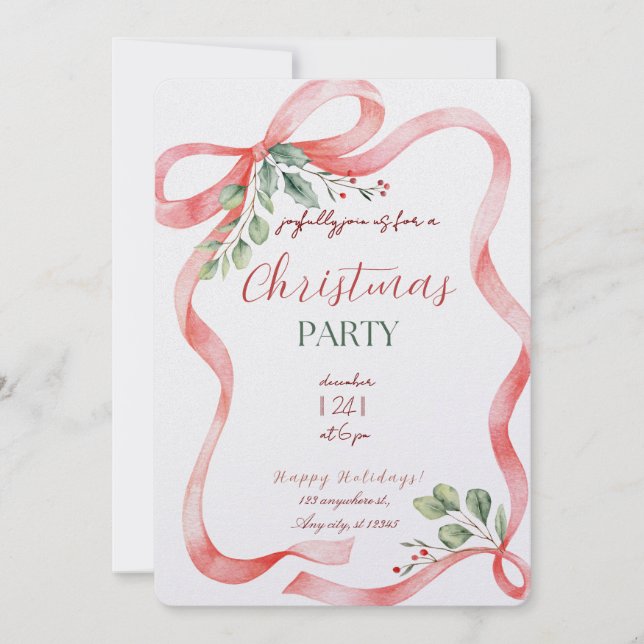 Convites Modern Merry Christmas Party  (Frente)