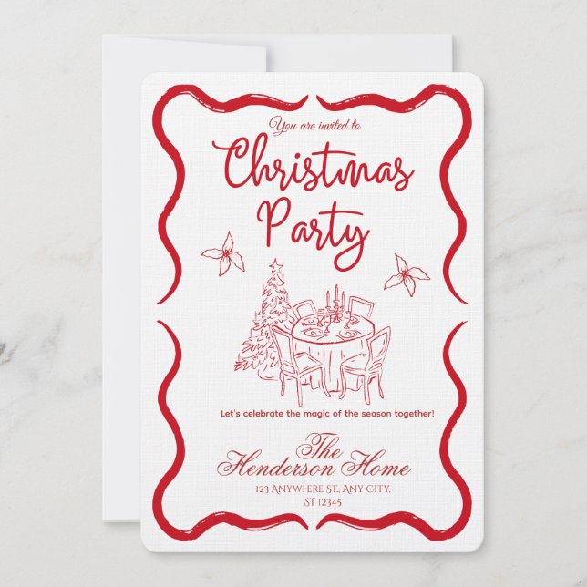 Convites Modern Merry Christmas Party Invitation (Frente)