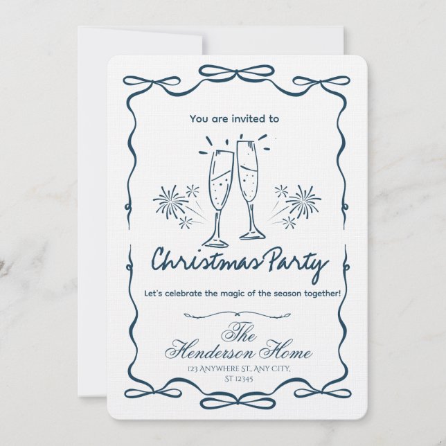 Convites Modern Merry Christmas Party Invitation (Frente)