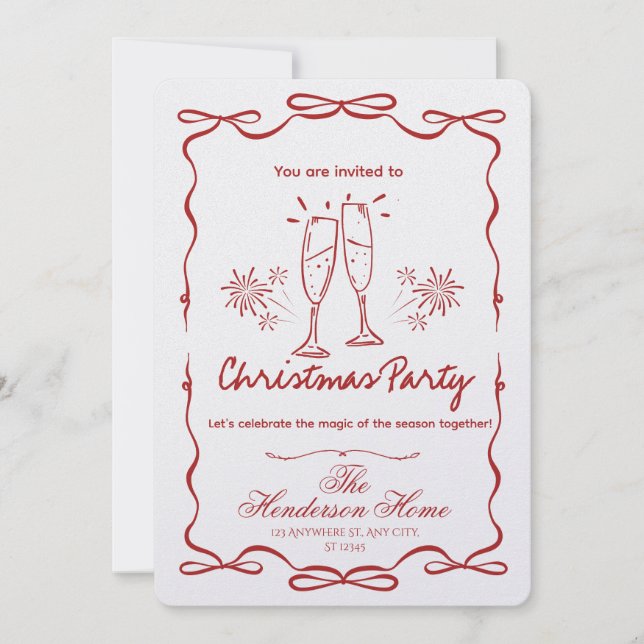 Convites Modern Merry Christmas Party Invitation (Frente)