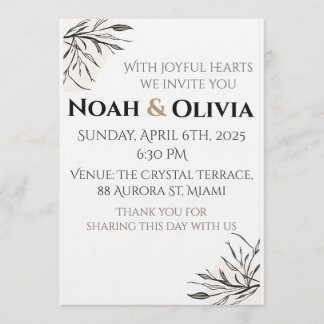Convites Modern Minimal Black Script Wedding Invitation