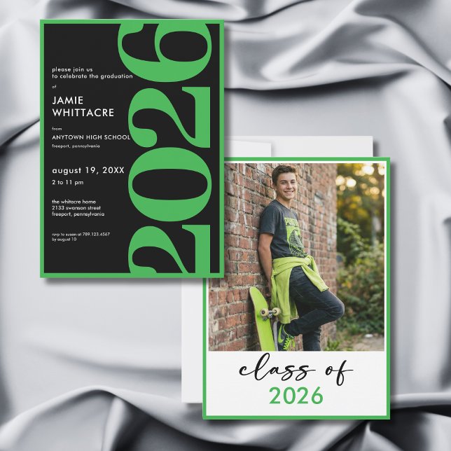 Convites Modern Minimal Green Typography Graduation Party (Modern Minimal Green Typography Graduation Party Invitation)
