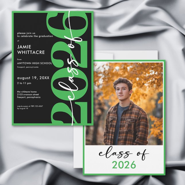 Convites Modern Minimal Green Typography Graduation Party (Modern Minimal Green Typography Graduation Party Invitation)