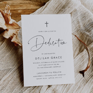 Convites Modern Minimal Handwritten Script Baby Dedication