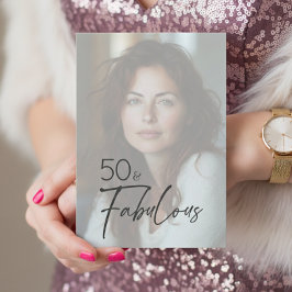 Convites Modern Minimal Photo Fifty & Fabulous Birthday