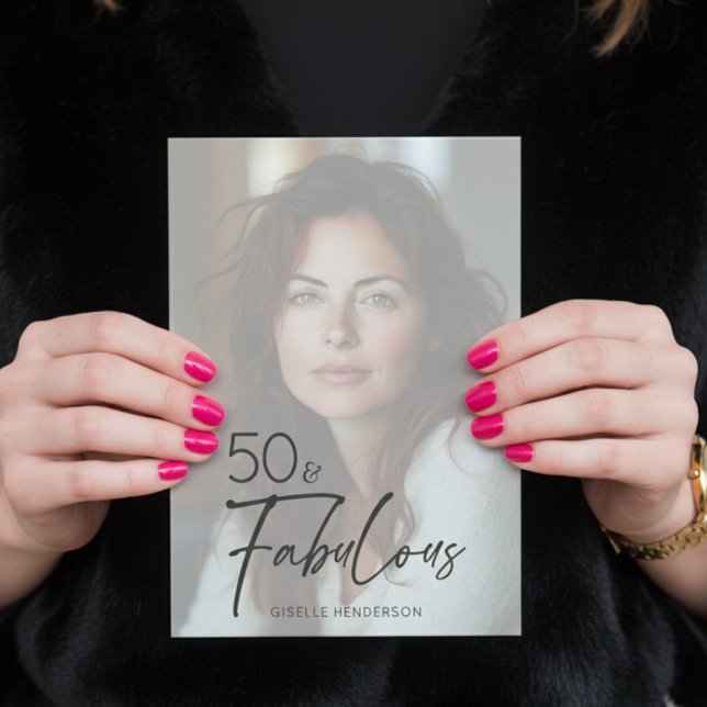 Convites Modern Minimal Photo Fifty & Fabulous Birthday (Criador carregado)