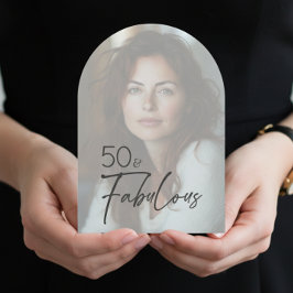 Convites Modern Minimal Photo Fifty & Fabulous Birthday