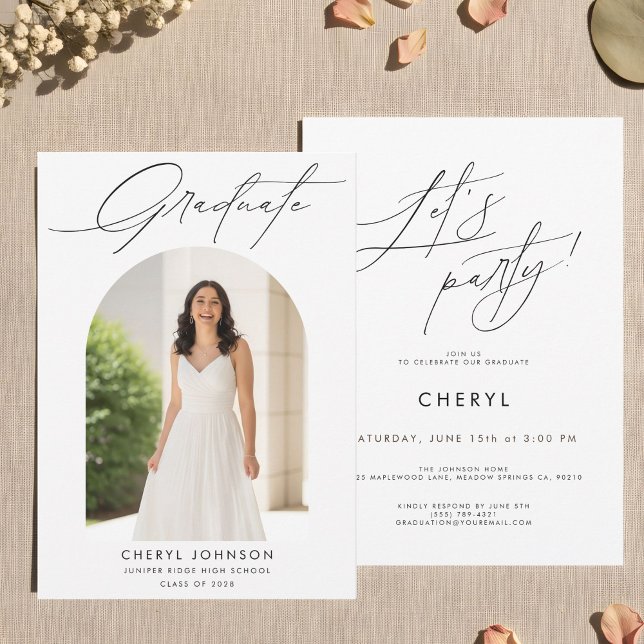 Convites Modern Minimal Photo Graduation Party Invitation (Criador carregado)