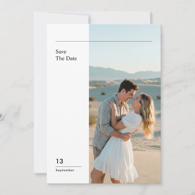 Convites Modern Minimal Photo Wedding Save The Date (Frente)