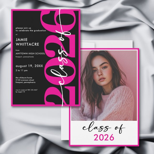 Convites Modern Minimal Pink Typography Graduation Party (Modern Minimal Pink Typography Graduation Party Invitation)