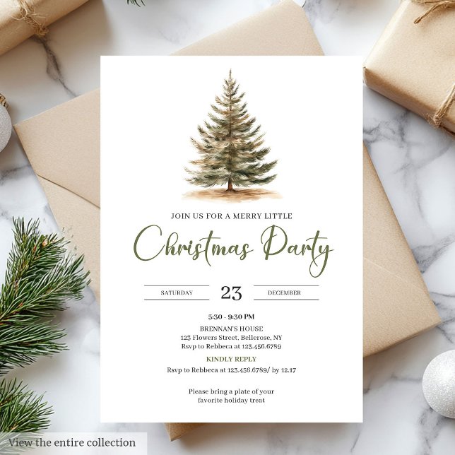 Convites Modern Minimal Sage Beige Christmas Party  (Modern Minimal Sage Beige Christmas Party)