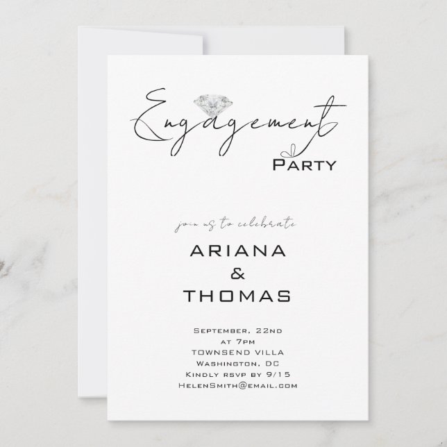 Convites Modern Minimal Script Engagement Party Invitation (Frente)