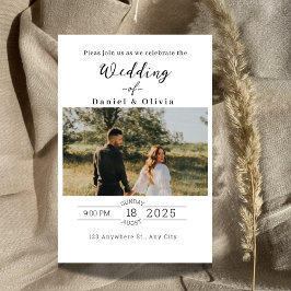 Convites Modern Minimal Script Photo Wedding Invitation