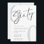 Convites Modern Minimal Script Sixty 60th Birthday Party<br><div class="desc">Modern Script Sixty Birthday Celebration design with elegant calligraphy and a minimalist layout. Perfect for a stylish 60th birthday celebration,  this clean and timeless typography style creates a sophisticated and memorable event announcement.</div>