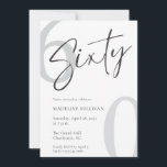 Convites Modern Minimal Script Sixty 60th Birthday Party<br><div class="desc">Modern Script Sixty Birthday Celebration design with elegant calligraphy and a minimalist layout. Perfect for a stylish 60th birthday celebration,  this clean and timeless typography style creates a sophisticated and memorable event announcement.</div>