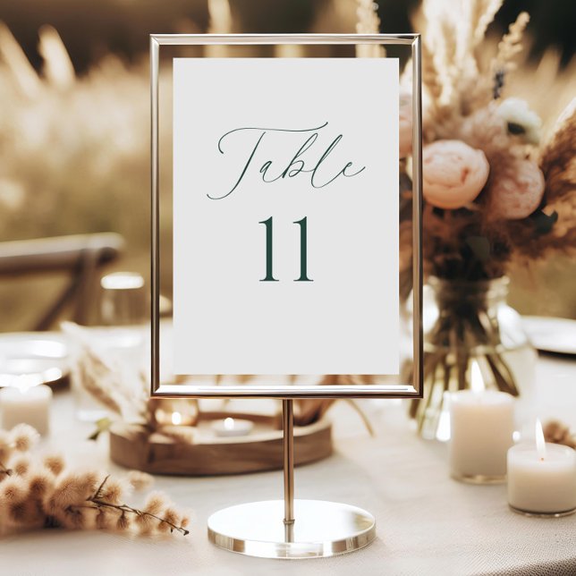 Convites Modern Minimal Script Wedding Table Number Card (Criador carregado)