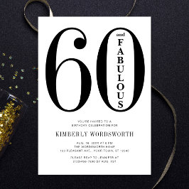 Convites Modern Minimal Sixty and Fabulous 60th Birthday 