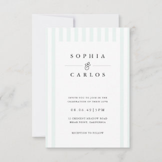 Convites Modern Minimal Wedding Invitation with  Stripe