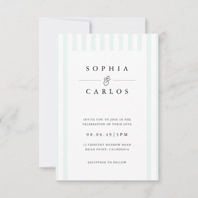 Convites Modern Minimal Wedding Invitation with  Stripe (Frente)