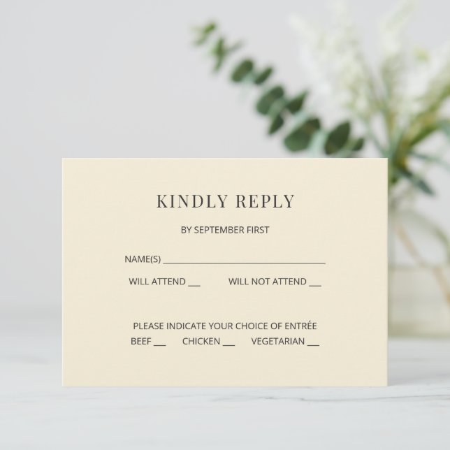 Convites Modern Minimal Wedding RSVP Card (Em pé/Frente)