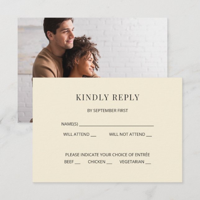 Convites Modern Minimal Wedding RSVP Card Photo on Back (Frente/Verso)