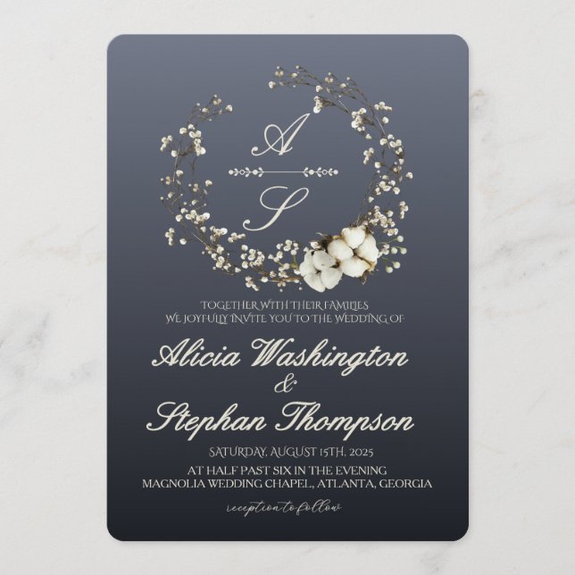 Convites Modern Minimal Winter Floral Wedding (Frente)