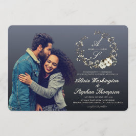 Convites Modern Minimal Winter Floral Wedding