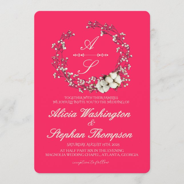 Convites Modern Minimal Winter Floral Wedding (Frente)