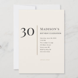Convites Modern Minimalist 30th Adult Birthday Celebration