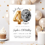 Convites Modern Minimalist 40th Birthday Photo<br><div class="desc">Modern Minimalist 40th Birthday Photo Invitation | Gold Balloon Milestone Party Invite. Celebrate turning Forty in elegant style with this Modern Minimalist 40th Birthday Photo Invitation ✨ Featuring chic gold balloon typography and a clean, contemporary layout, this design allows you to personalize the invitation with your own photo — making...</div>