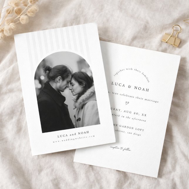Convites Modern Minimalist Arch Photo Wedding Invitation (Criador carregado)