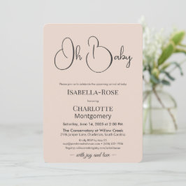 Convites Modern Minimalist Baby Shower | Powder Blush
